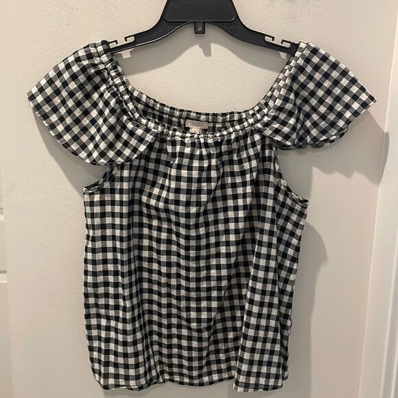 J.Crew Factory checkered Top cap sleeve size Small - Picture 1 of 7